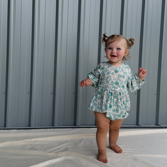 Made to order Baby Signature Romper - Blue Floral