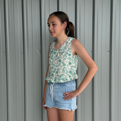 Made to order Kids Melody top - blue floral