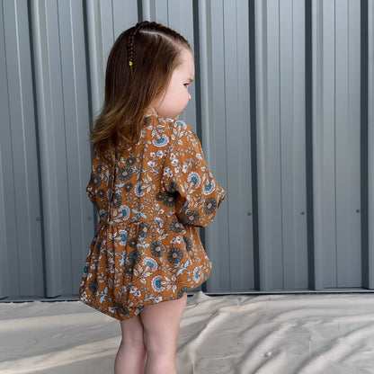 Made to order Baby Signature Romper - Brown Floral