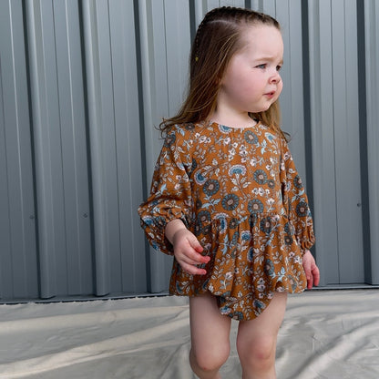 Made to order Baby Signature Romper - Brown Floral