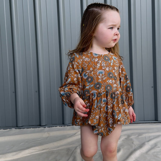 Made to order Baby Signature Romper - Brown Floral